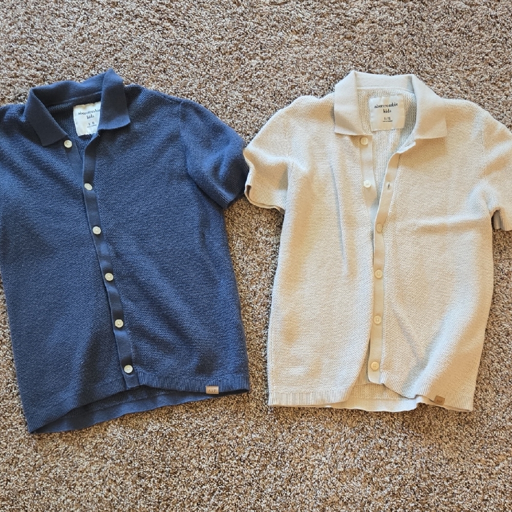 Abercrombie Kids Navy and Cream Button-Down Shirts